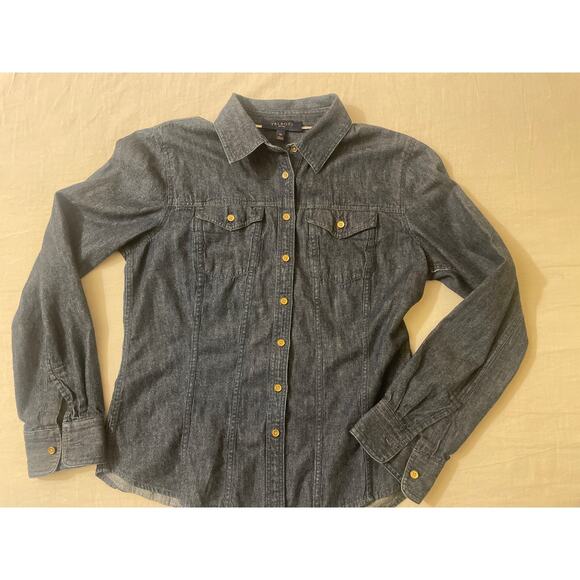 Talbot's Size 6 Petites Womens Denim Button Up‎ Long Sleeve Shirt Casual - Picture 6 of 10